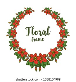 Vector illustration various shape red floral frame beautiful