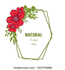 Vector illustration various shape red flower frame for banner natural vintage hand drawn
