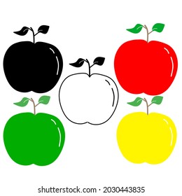 ilustración vectorial de varias formas de manzanas con varios colores muy adecuados para frutas, dieta, comida, jugo.