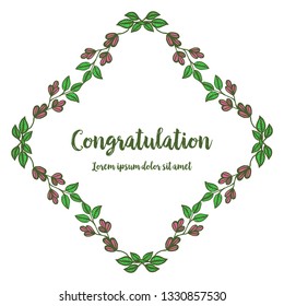 Vector illustration various shapes of leaf flower frames with lettering congratulation hand drawn