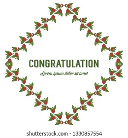 Vector illustration various shapes of leaf flower frames with lettering congratulation hand drawn