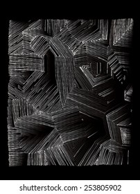 Vector illustration of various shapes striped hand drawn image. Black and white freehand drawing.