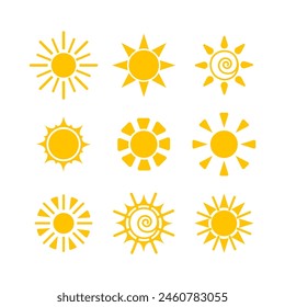 
vector illustration of various shapes of the sun