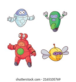 vector illustration of various small robots. they look cute.