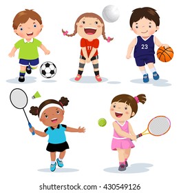 Vector Illustration Of Various Sports Kids On A White Background