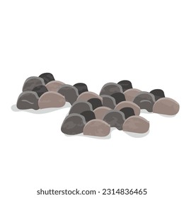 vector illustration of various stones together, pebbles. Illustration of stones isolated on a white background.
