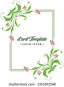 Vector illustration various style green leafy floral frame for template cards