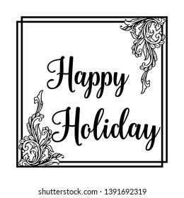 Vector illustration various style happy holiday with wreath frame