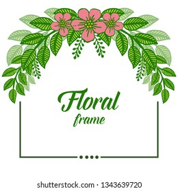 Vector illustration various style pink floral frame for template card hand drawn