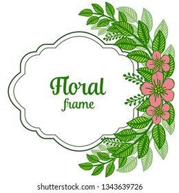 Vector illustration various style pink floral frame for template card hand drawn