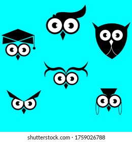Ilustración vectorial de varios estilos de lechuzas