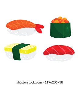 Vector illustration of various sushi
