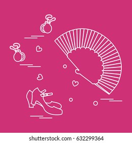 Vector illustration with various symbols of dance culture of Spain. Travel and leisure. Design for banner, poster or print.