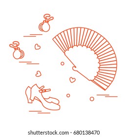 Vector illustration with various symbols of dance culture of Spain. Travel and leisure. Design for banner, poster or print.