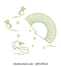 Vector illustration with various symbols of dance culture of Spain. Travel and leisure. Design for banner, poster or print.