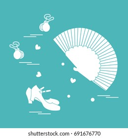 Vector illustration with various symbols of dance culture of Spain. Travel and leisure. Design for banner, poster or print.