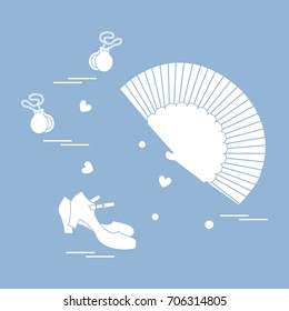 Vector illustration with various symbols of dance culture of Spain. Travel and leisure. Design for banner, poster or print.