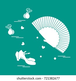 Vector illustration with various symbols of dance culture of Spain. Travel and leisure. Design for banner, poster or print.