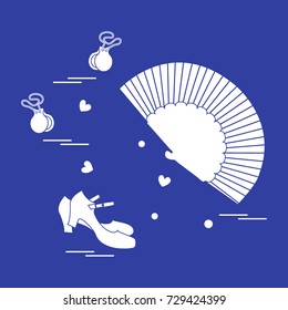 Vector illustration with various symbols of dance culture of Spain. Travel and leisure. Design for banner, poster or print.
