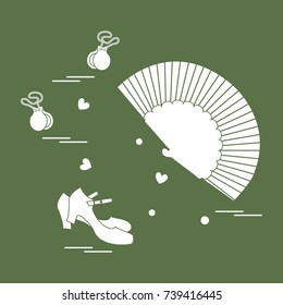 Vector illustration with various symbols of dance culture of Spain. Travel and leisure. Design for banner, poster or print.