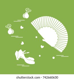 Vector illustration with various symbols of dance culture of Spain. Travel and leisure. Design for banner, poster or print.