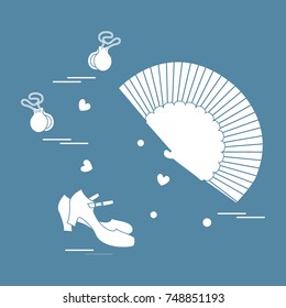 Vector illustration with various symbols of dance culture of Spain. Travel and leisure. Design for banner, poster or print.