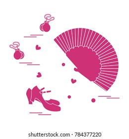 Vector illustration with various symbols of dance culture of Spain. Travel and leisure. Design for banner, poster or print.
