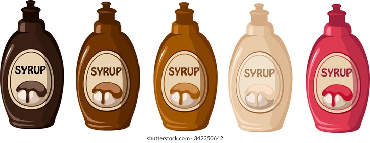 Vector illustration of various syrups
