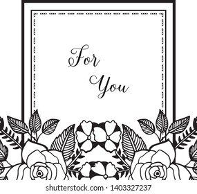 Vector illustration various text for you with leaf flower frame beautiful