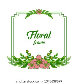 Vector illustration various texture floral frame for invitation card hand drawn