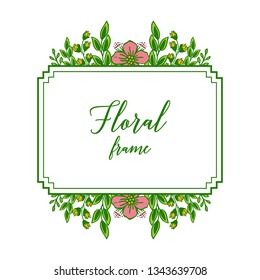 Vector illustration various texture floral frame for invitation card hand drawn