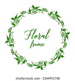 Vector illustration various texture floral frame green foliage hand drawn