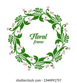 Vector illustration various texture floral frame green foliage hand drawn