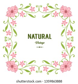 Vector illustration various texture green leaf flower frame with natural vintage templates