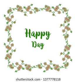 Vector illustration various texture of leaf flower frame for decor of card happy day hand drawn