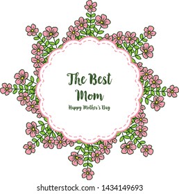 Vector Illustration Various Texture Leaf Flower Frame For Writing Best Mom