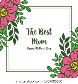 Vector illustration various texture of pink flower frame with style card of best mom