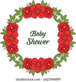 Vector illustration various texture red rose flower frame for card baby shower hand drawn