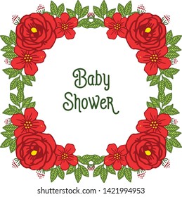 Vector illustration various texture red rose flower frame for card baby shower hand drawn