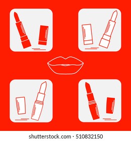 Vector illustration with various tubes of  lipstick. Glamour fashion vogue style. 