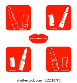 Vector illustration with various tubes of  lipstick. Glamour fashion vogue style. 