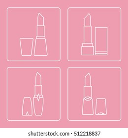 Vector illustration with various tubes of  lipstick. Glamour fashion vogue style. 