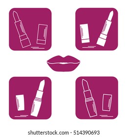 Vector illustration with various tubes of  lipstick. Glamour fashion vogue style. 