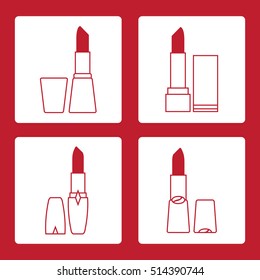 Vector illustration with various tubes of  lipstick. Glamour fashion vogue style. 