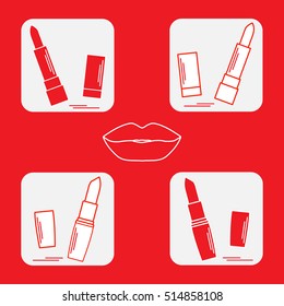 Vector illustration with various tubes of  lipstick. Glamour fashion vogue style. 