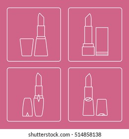 Vector illustration with various tubes of  lipstick. Glamour fashion vogue style. 