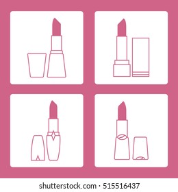 Vector illustration with various tubes of  lipstick. Glamour fashion vogue style. 