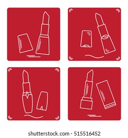 Vector illustration with various tubes of  lipstick. Glamour fashion vogue style. 