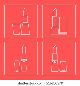 Vector illustration with various tubes of  lipstick. Glamour fashion vogue style. 