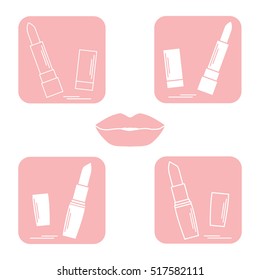 Vector illustration with various tubes of  lipstick. Glamour fashion vogue style. 